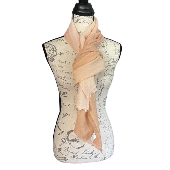 Wool Blend Ombré Peach Lightweight Scarf Tie Dye Dip NEW - Picture 2 of 3